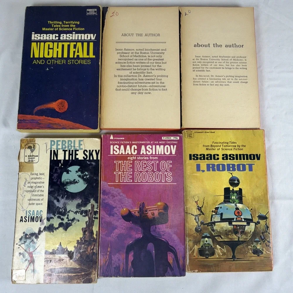 Isaac Asimov Lot of 6 Sci-Fi I, Robot Pebble in the Sky Currents Of Space